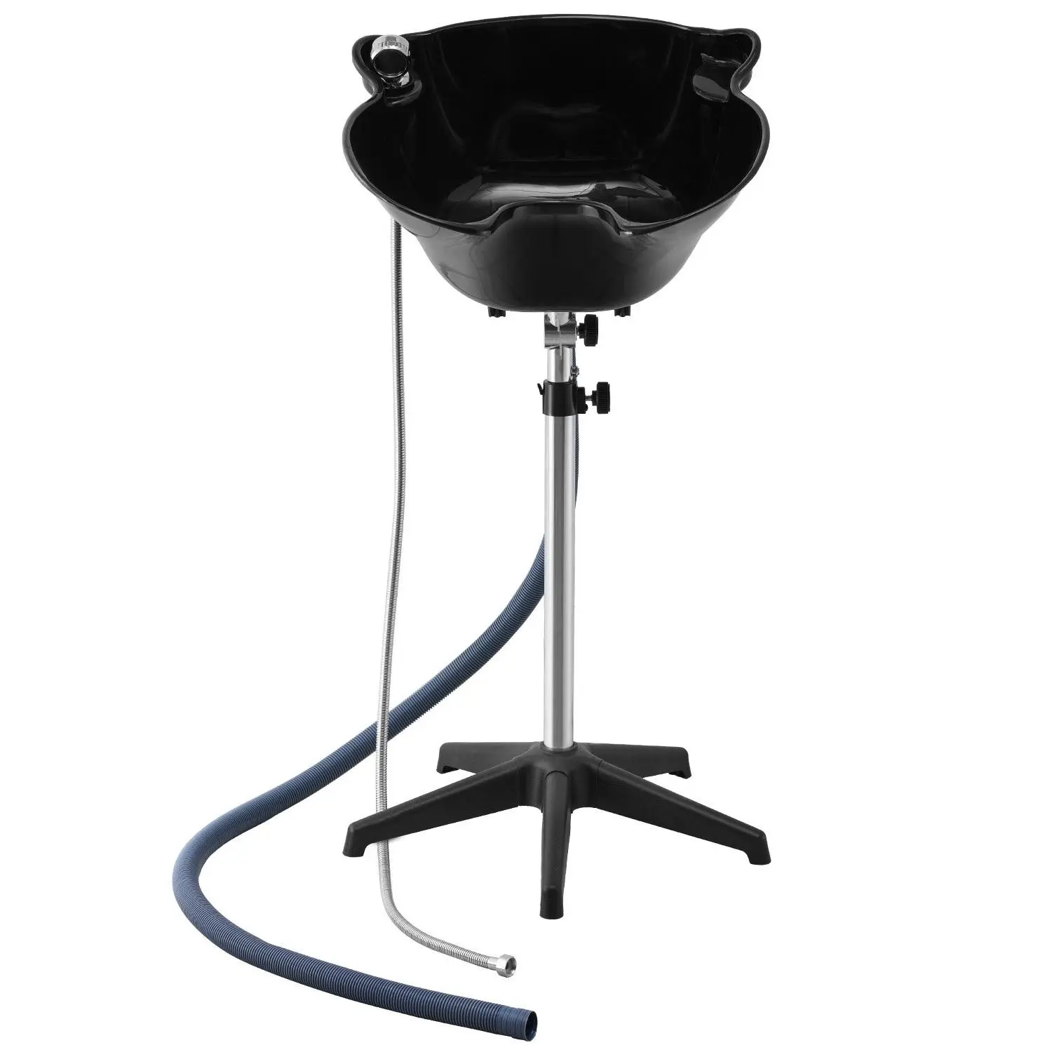 VEVOR Portable Shampoo Bowl, Deep Shampoo Sink with Adjustable Height Angle, Includes Drain Hose, Shower Head, Lightweight Hair Wash Basin for Barber Salon Spa Center Home Use, Black