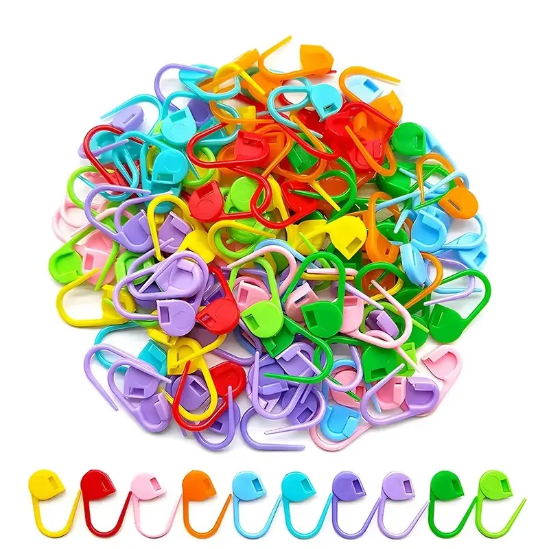 50/100pcs Mixed Color Crochet Hook Locking Stitch Markers, Plastic Resin Counting Ring Pins, Knitting Tools, Sewing Supplies, DIY Craft Accessories