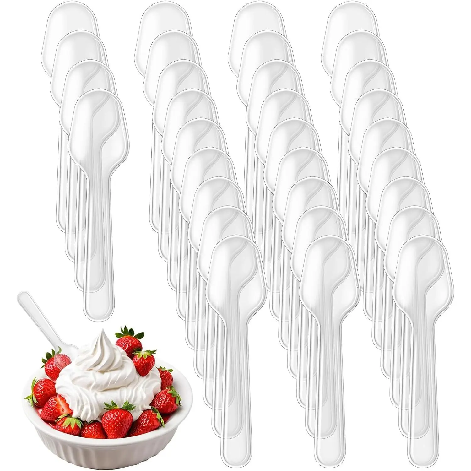 500 Count 3" Clear Plastic Mini Tasting Spoons | Versatile disposable utensils ideal for serving jello shots, pudding cups, parfaits, mousse, and party appetizers