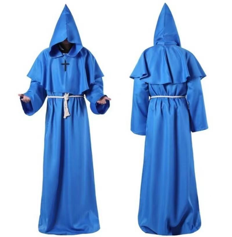 Halloween Cosplay Costume Medieval Monk Robe Wizard Priest Stage Robe