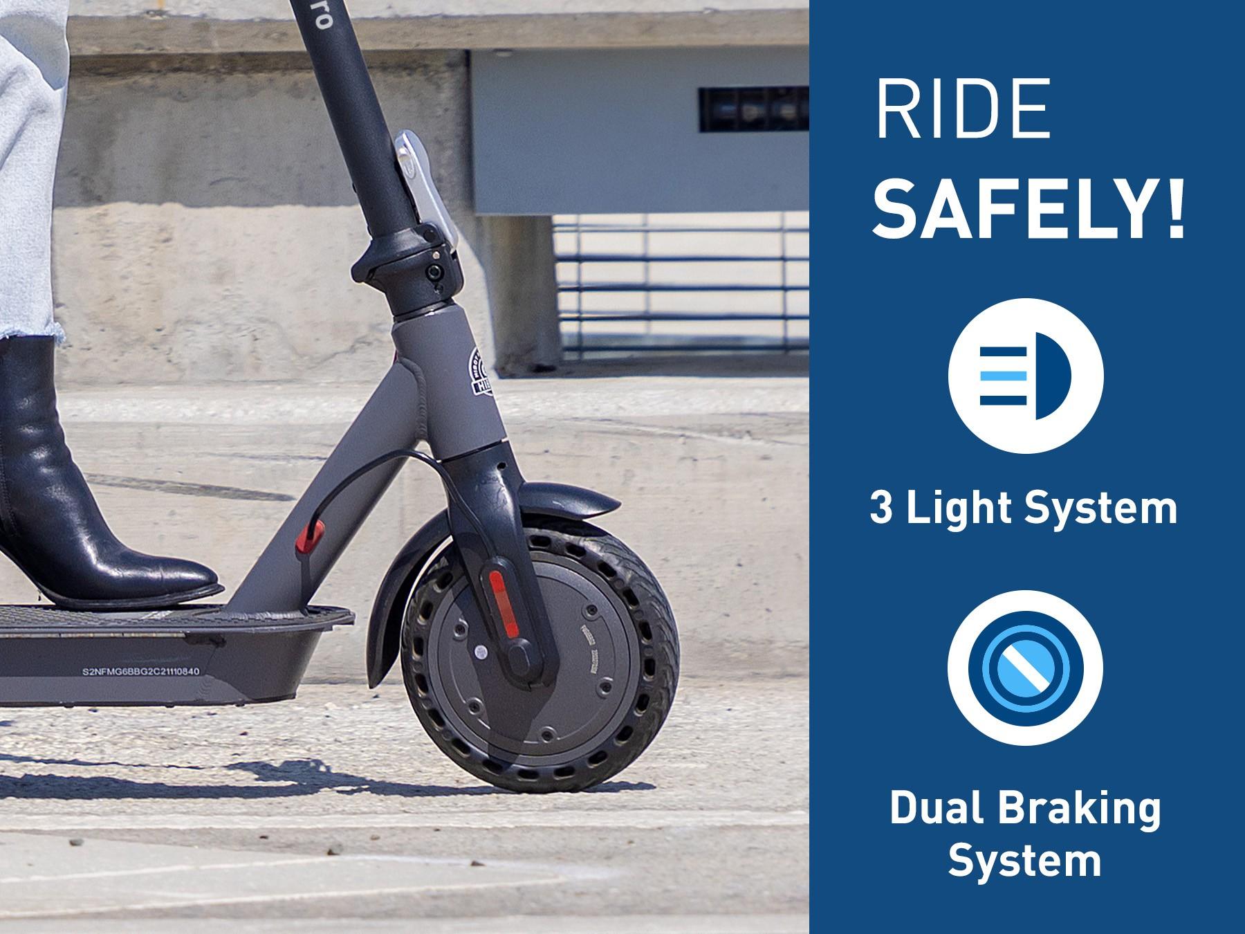 Hiboy S2 Pro Electric Scooter,UL 2271 Certified，10" Solid Tires, 25 Miles Range, 500W Motor & 19 MPH Portable Folding Commuting Electric Scooter for Adults with Double Braking System and App Rear suspensions LED headlight + sidelight + taillight