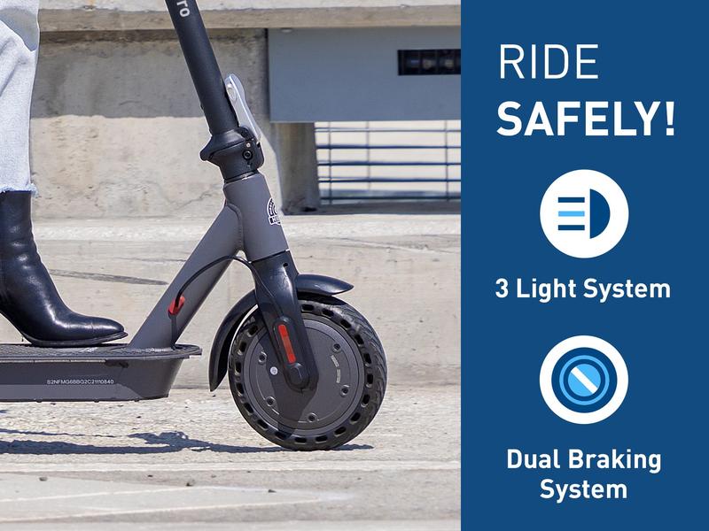 Hiboy S2 Pro Electric Scooter,UL 2271 Certified，10" Solid Tires, 25 Miles Range, 500W Motor & 19 MPH Portable Folding Commuting Electric Scooter for Adults with Double Braking System and App Rear suspensions LED headlight + sidelight + taillight