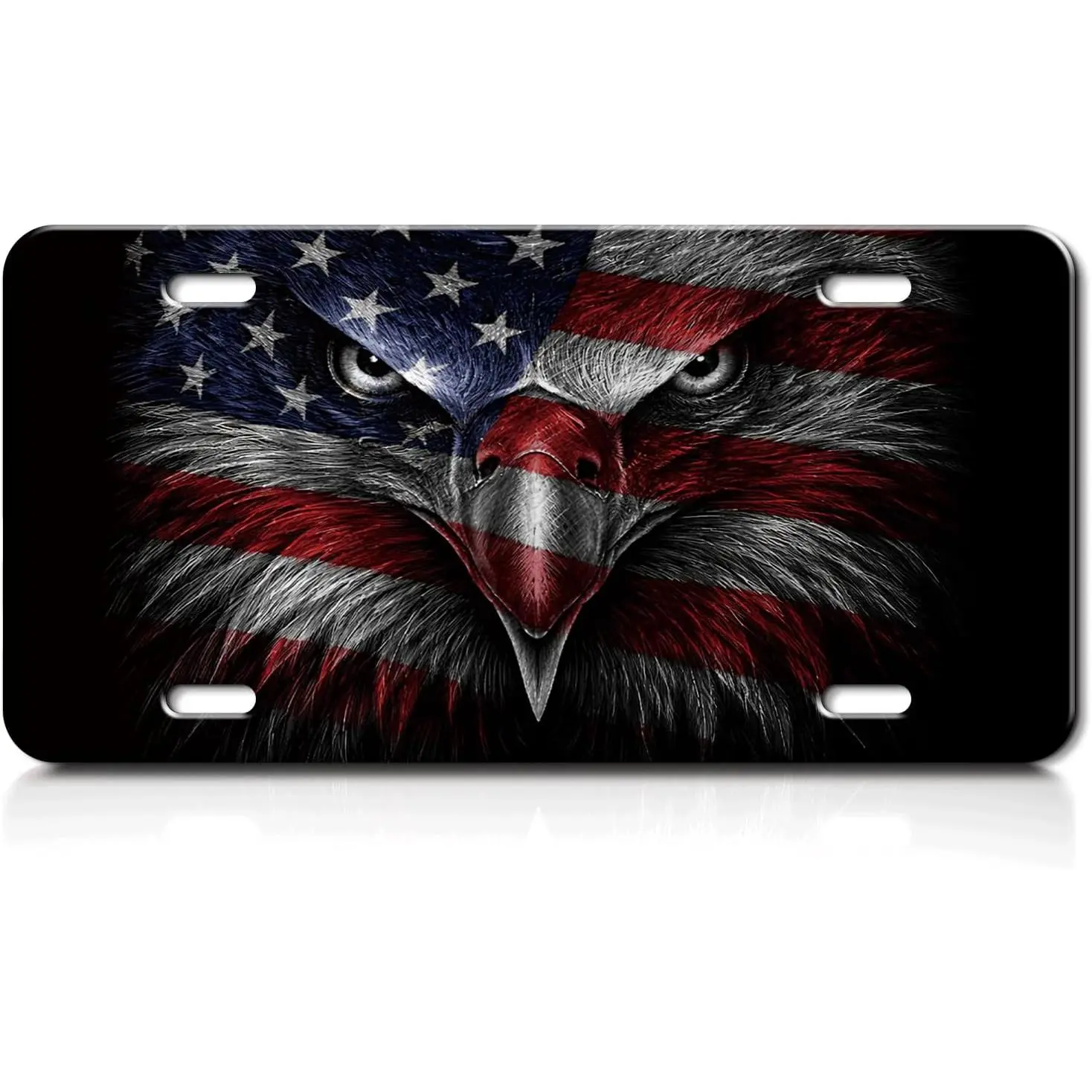 American Flag Bald Eagle License Plate, US Standard 6×12" Aluminum Patriotic Car Tag