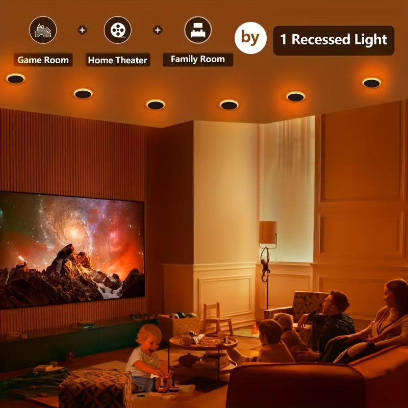 4/8/16-pack 6-inch ultra-thin LED recessed ceiling lights with night light function, includes junction box, 5 selectable color temperatures (2700K-5000K), dimmable, 120V, 12W high brightness, suitable for modern interior decoration.