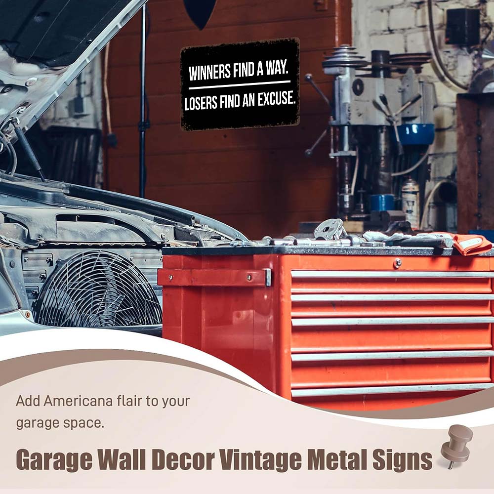 Winners Find A Way. Losers Find An Excuse. 12x8 Inch Motivational Wall Art – Gym, Office, Garage Decor – Bold Indoor/Outdoor Poster