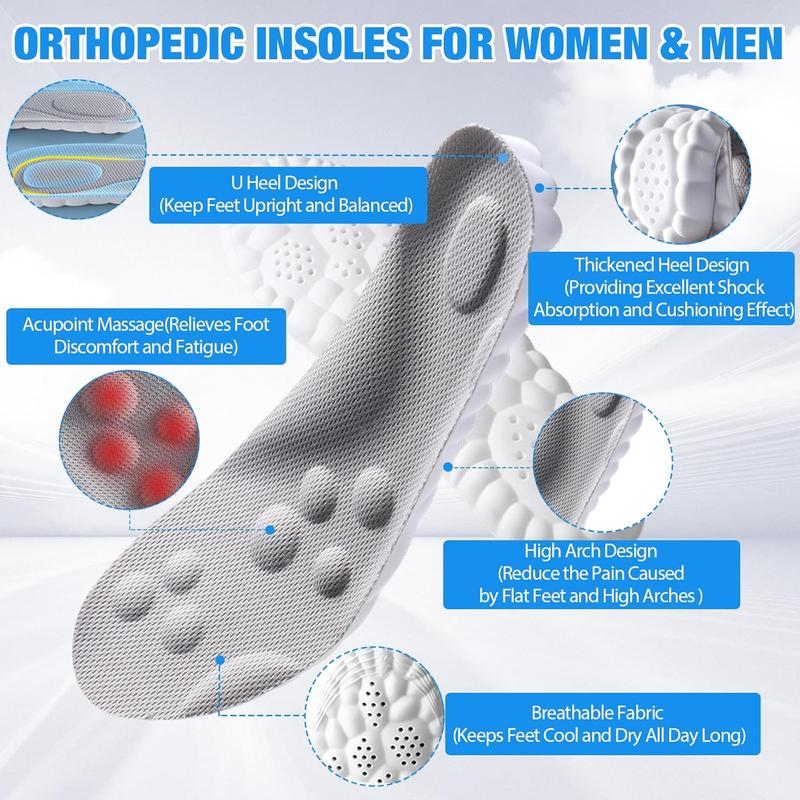 4D Insoles - 4D Cloud Technology Insole - Super Soft, Ultra Comfort Insoles, 4D Sports Shoes Insoles, Acupoint Massage Insole for Foot & Joint Support