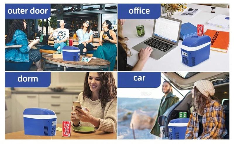 Blue 7L Skincare Mini Fridge With Floral Accents Design, Adjustable Strap & Dual-Temp Control - Perfect Gift To Store Cosmetics/Cans (Holds 9 Drinks)