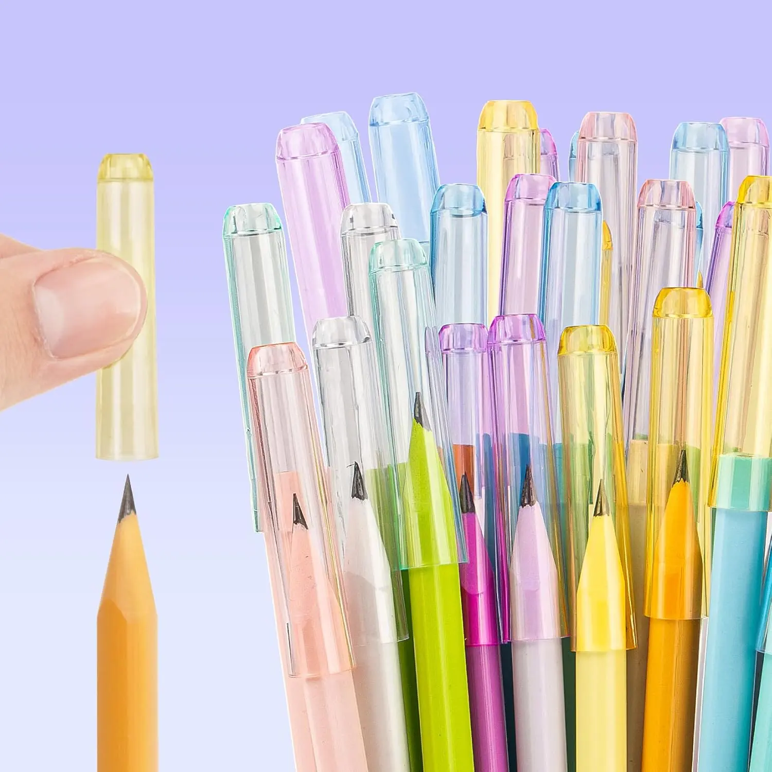 100 count Pencil Caps - Plastic Tip Protectors & Toppers | Colorful Pencil Extender Covers Classrooms, Offices, Student Rewards, Party Favors, School Supplies and