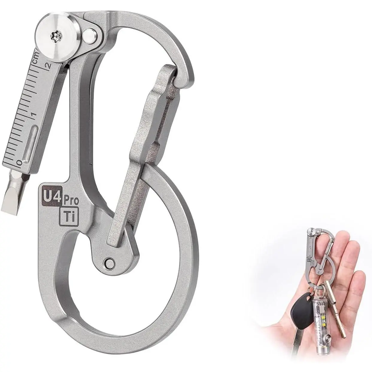 U4 Pro+ Plus Titanium Carabiner,  & -Bit  | EDC Carabiner Multitool with  Set, Heavy Duty Key Ring Holder, Utility EDC Gadgets for Men Outdoor