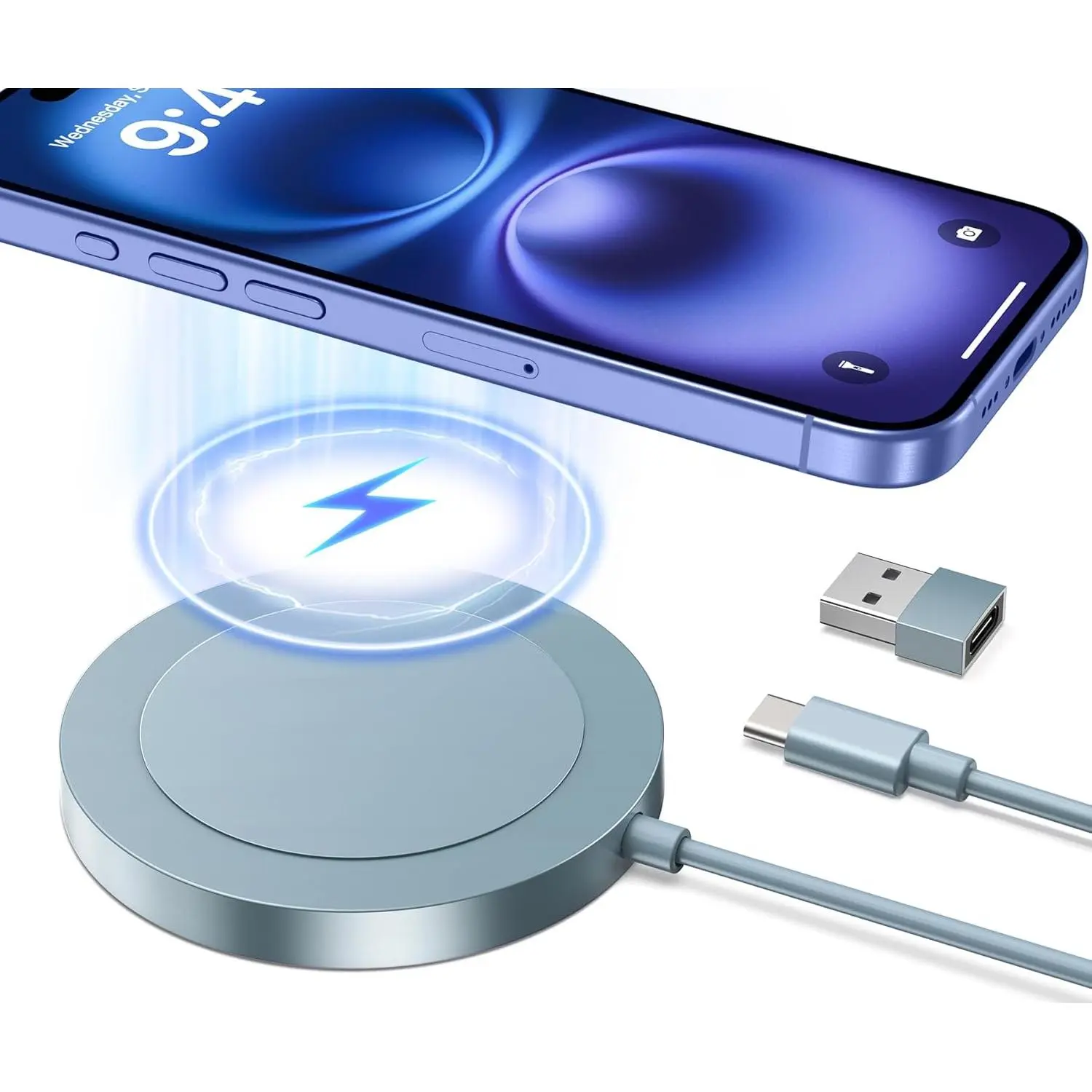 Magnetic Wireless iPhone Charger: Mag-Safe Charging Pad Compatible with iPhone 16 15 Pro Max Plus 14 Pro Max Plus 13 12 Pro Max AirPods Pro 3 2- Fast Charger Pad Dock for Home Office