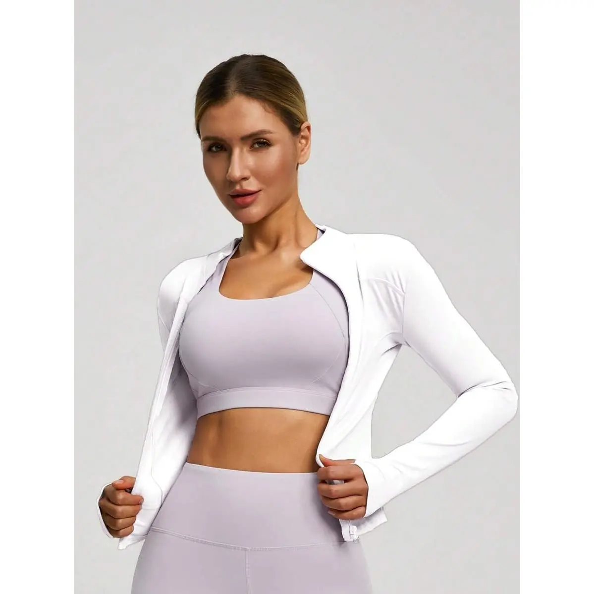 Zip-Up Athletic Jacket - Slim Fit Stretchy Polyester Workouts & Casual Wear - Available In - Activewear Women Fitness Jacket Shaping Jacket Bbljacket
