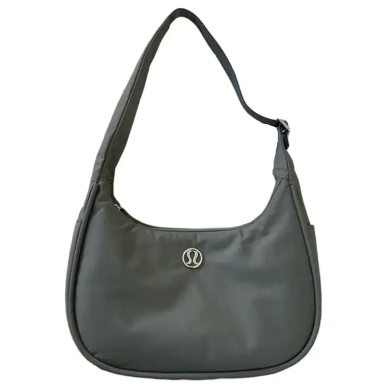 Lululemon 4L Metallic Logo Zip Top Handle and Shoulder Bag for Women, Regular Fit, Sage Gray