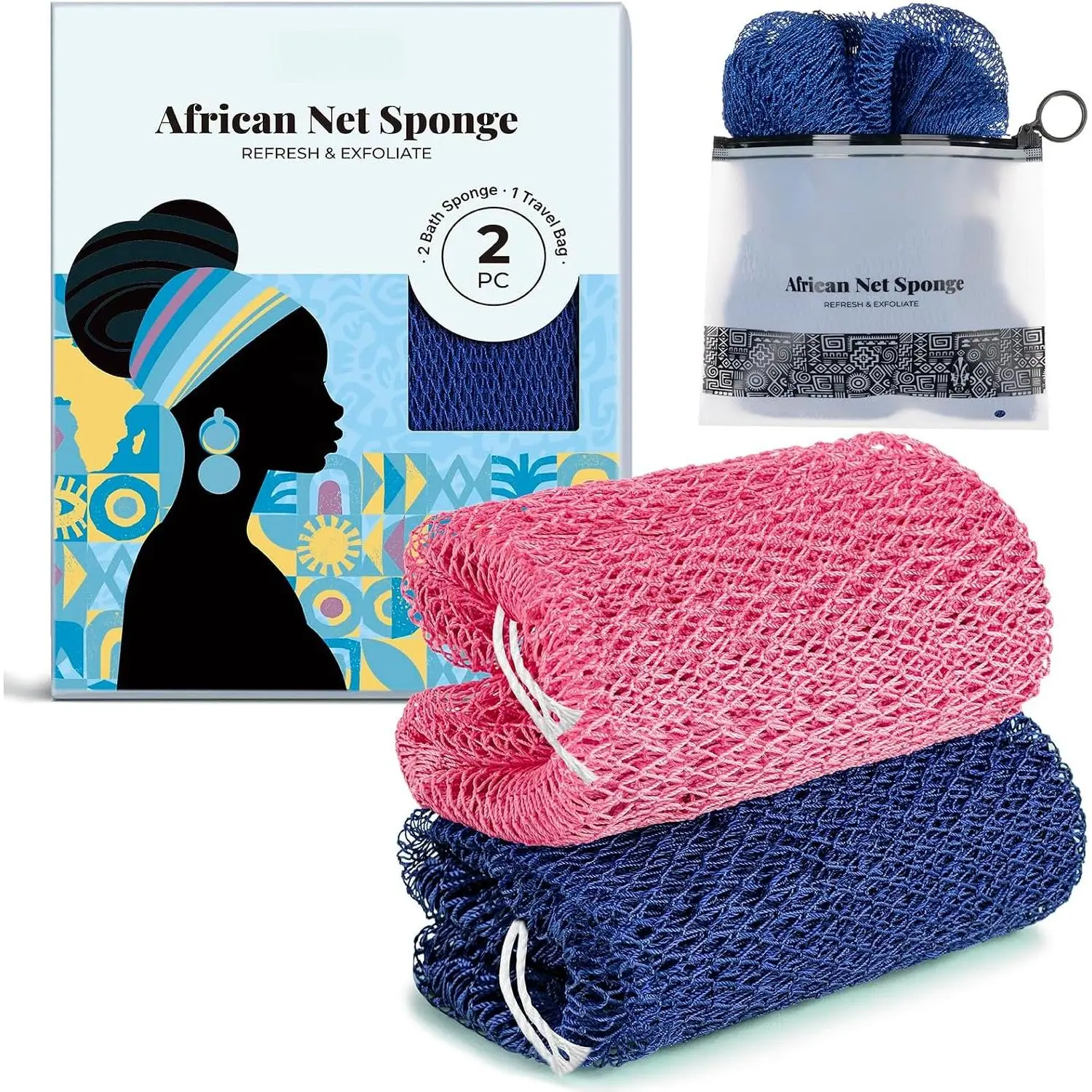 Net Sponge Authentic, Shower Loofah  Bath Sponge,   for Women and Men Daily Use  Care, Travel Portable, Durable Bath Accessories  Gifts