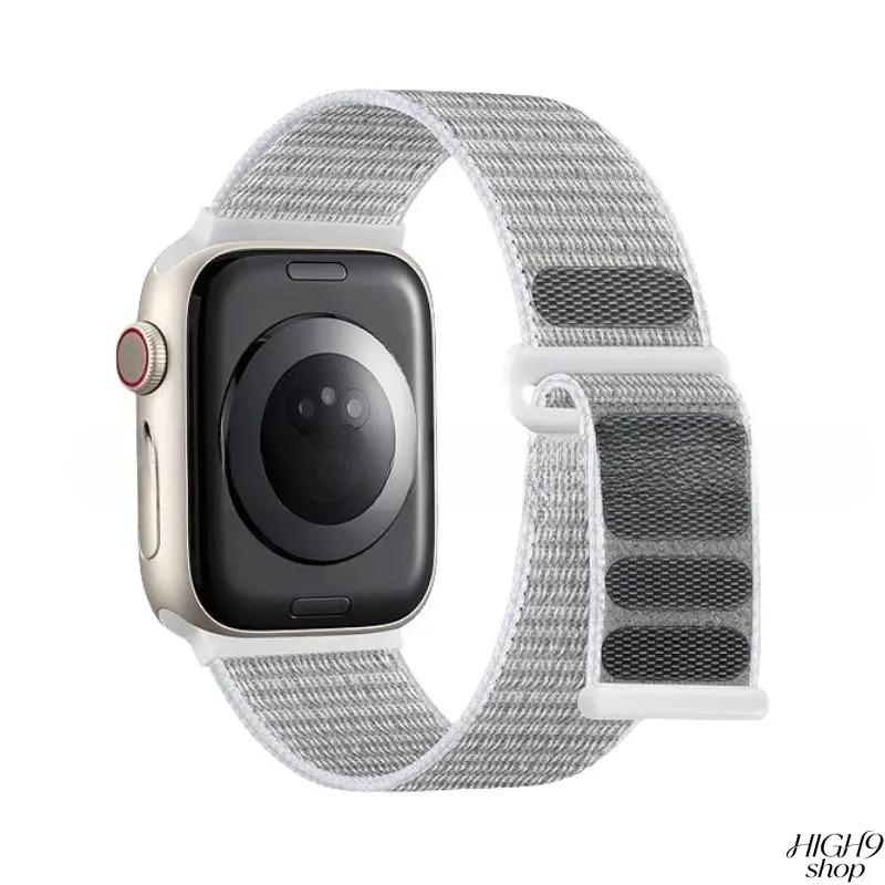 Dual Section Hook & Loop Nylon Watch Band Compatible with Apple Watch Series 9/8/7, Breathable Magic Tape Sport Replacement Strap, Watch Band Only