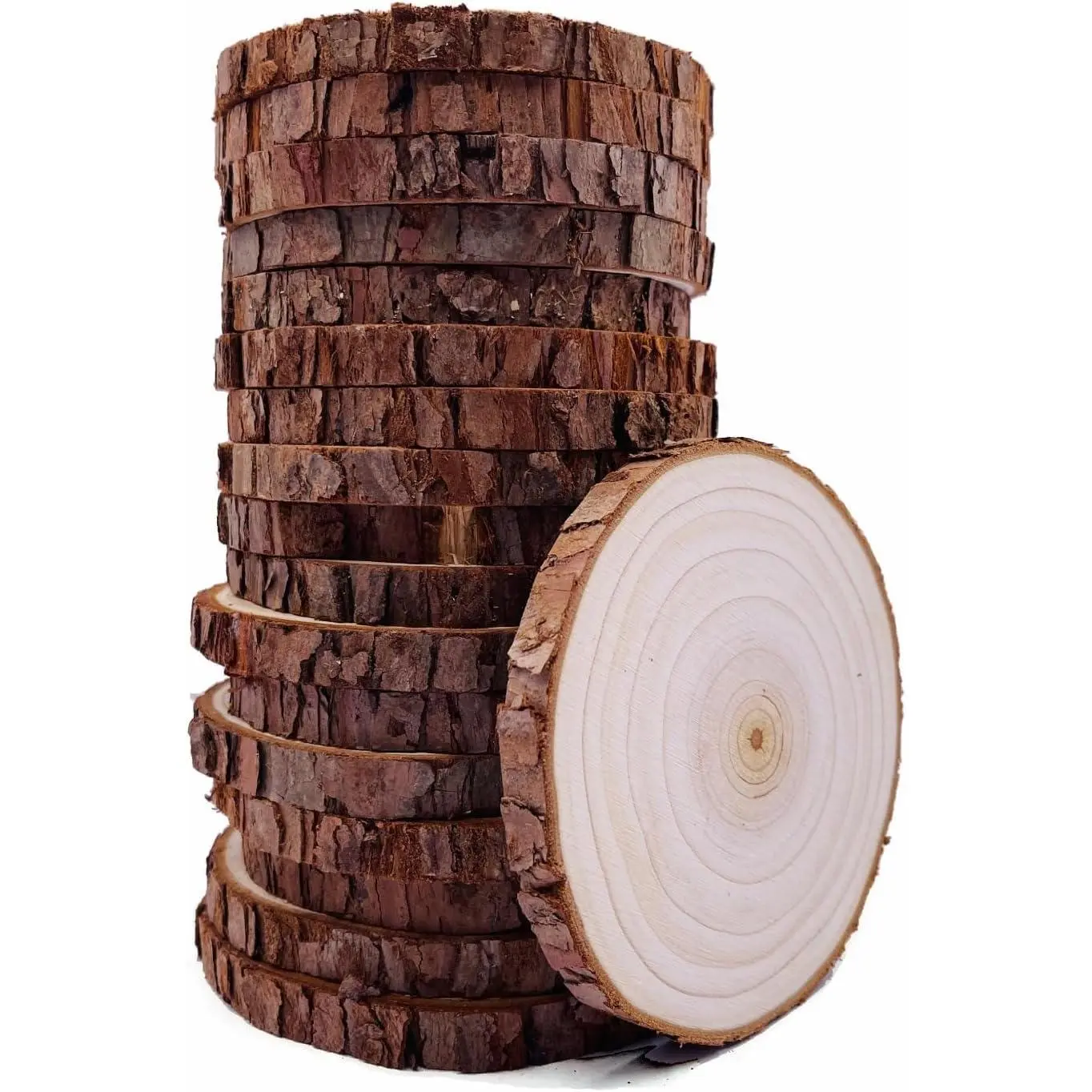 Unfinished   Slices with Bark 20 count 3.5-4 inch   kit Circles s Christmas Ornaments Rustic Wedding Decoration DIY s for s
