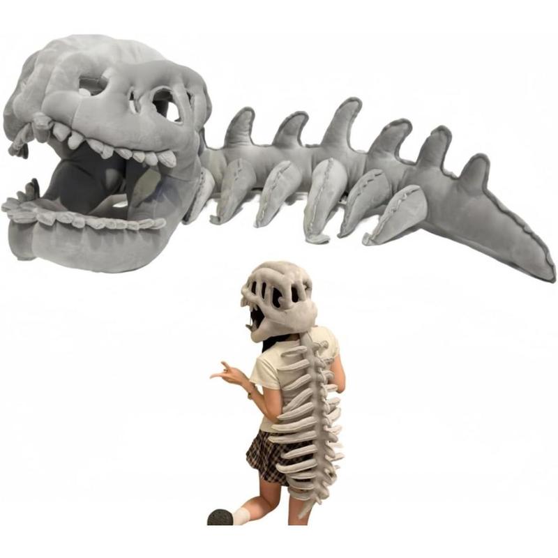 3D Realistic Dinosaur Skeleton Costume Full Body Plush Suit - T-Rex Velociraptor Cosplay for Kids Teens Adults Halloween Christmas Party, Gift, Photoshoot, Role Play
