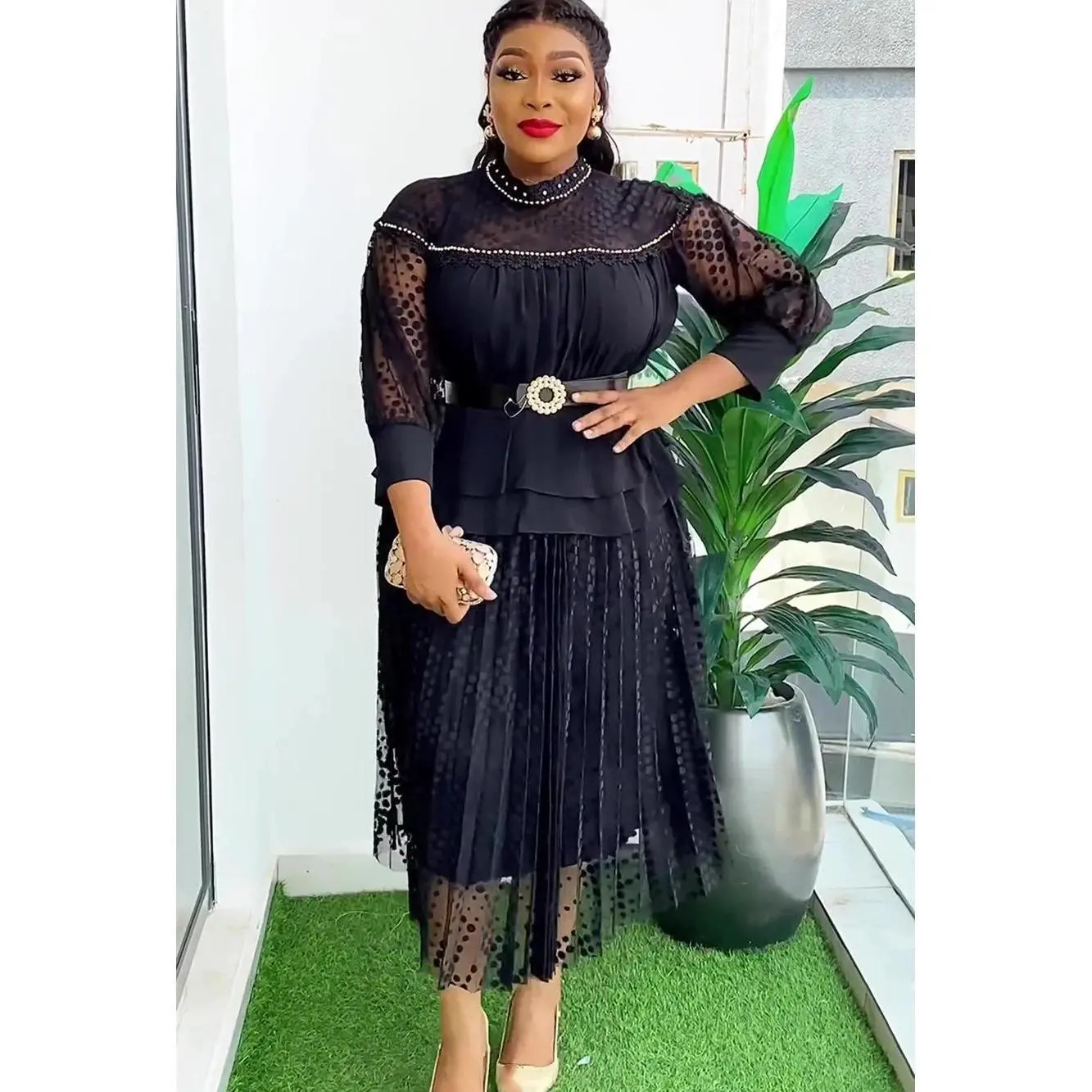 Wedding Party Long Dresses For Women African Embroidery Lace Robe Elegant Dubai Turkey Muslim Evening Gown Africa Clothing