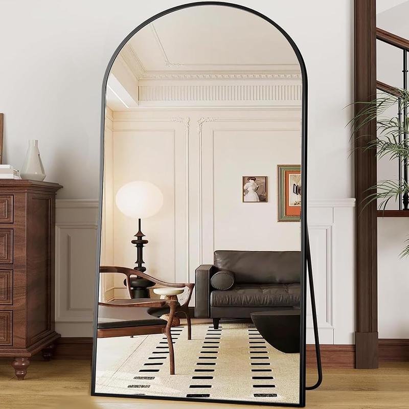Full Length Mirror, 76"x34" Arched-Top, Hanging or Leaning, Floor Length Full  Standing Mirror, Wall Mounted with Aluminum Frame for Living Room (Black)