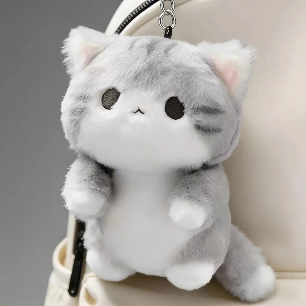 Minimalist Fluffy Cat Plush Keychain - Gray Cloud-Soft Bag Charm, Unisex Anti-Shedding Keychain for Bags, Fabric Accessory for Totes, Backpacks & All-Day Campus Use, 1 Size