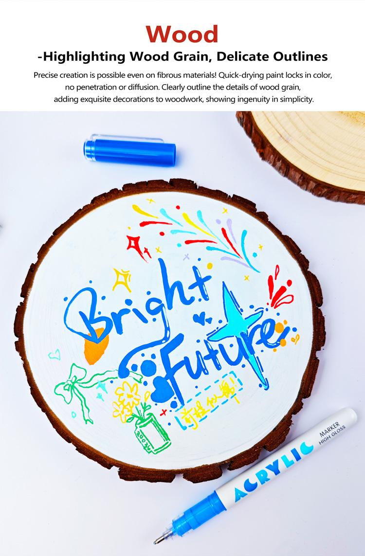 GuangNa High Gloss Acrylic Markers,1mm Bullet Nib Acrylic Paint Pens,Bright Colors,Big Capacity ink,Wide Range of Uses,For Rock Painting, Canvas, Wood, Glass, Ceramic, Fabric, Plastic, Egg,Gift For Back To School,Marker Pen Set