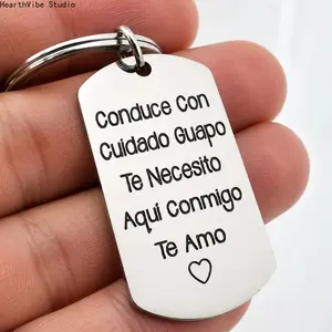 Personalized Stainless Steel Keychain for Men Women Concise Letter Pattern Trendy Metal Key Ring Exquisite Car Backpack Hanging Ornament Aesthetic Birthday Gift