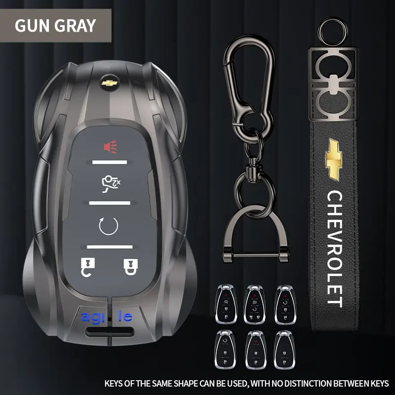Suitable for Chevrolet Equinox, Malibu, Cruze, Blazer, Trax, Camaro, Traverse 2/3/4/5 button metal car key protective case cover, key sleeve, keychain, remote control protective cover, keychain accessory, cool sports car design