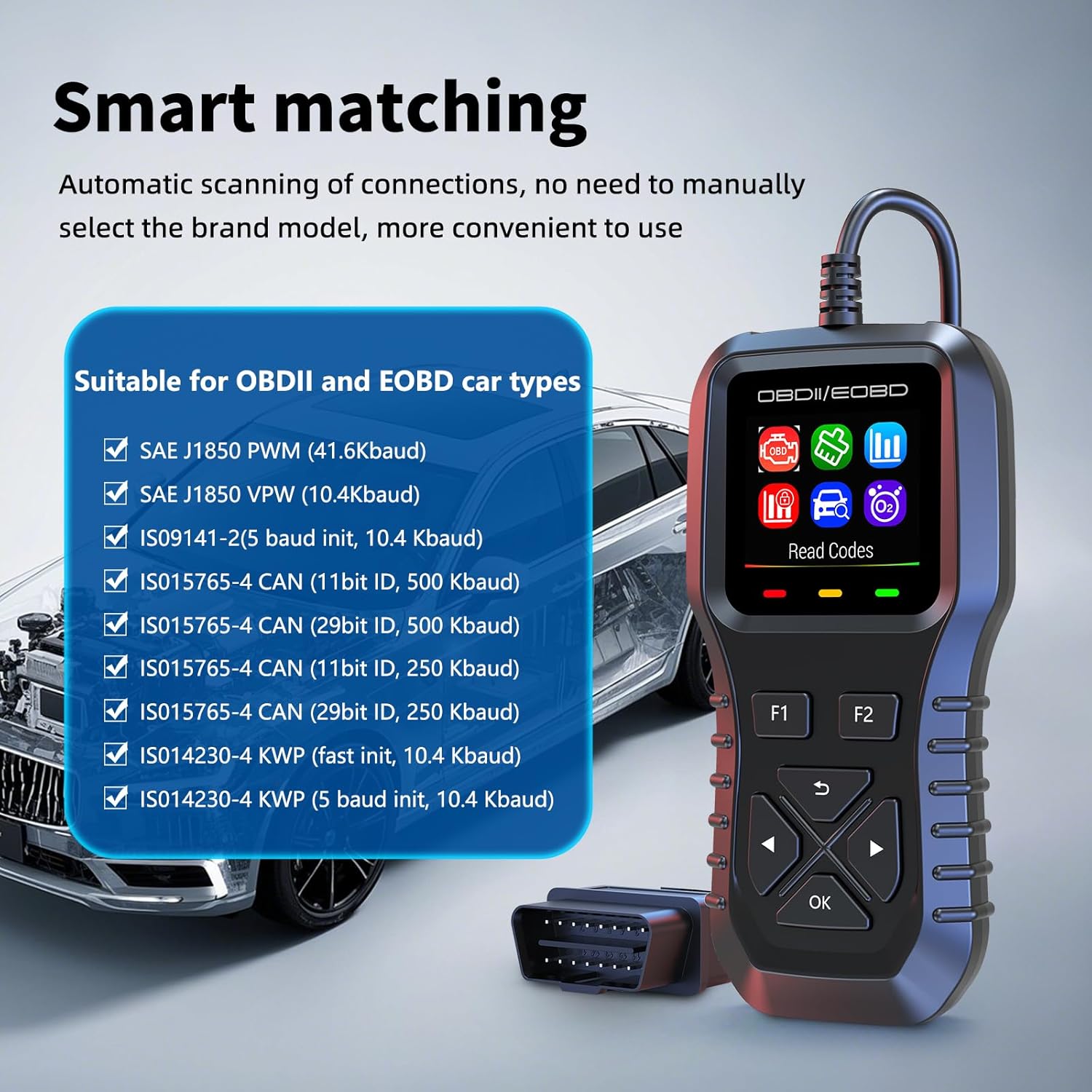 K1 Universal OBD II Scanner Engine Fault Code Reader CAN Diagnostic Scan Tool, Read and Clear Error Codes for 1996 or Newer OBD2 Protocol (Black) K1 Universal OBD II Scanner Engine Fault Code Reader CAN Diagnostic Scan Tool, Read and Clear Error Codes for 1996 or Newer OBD2 Protocol (Black)