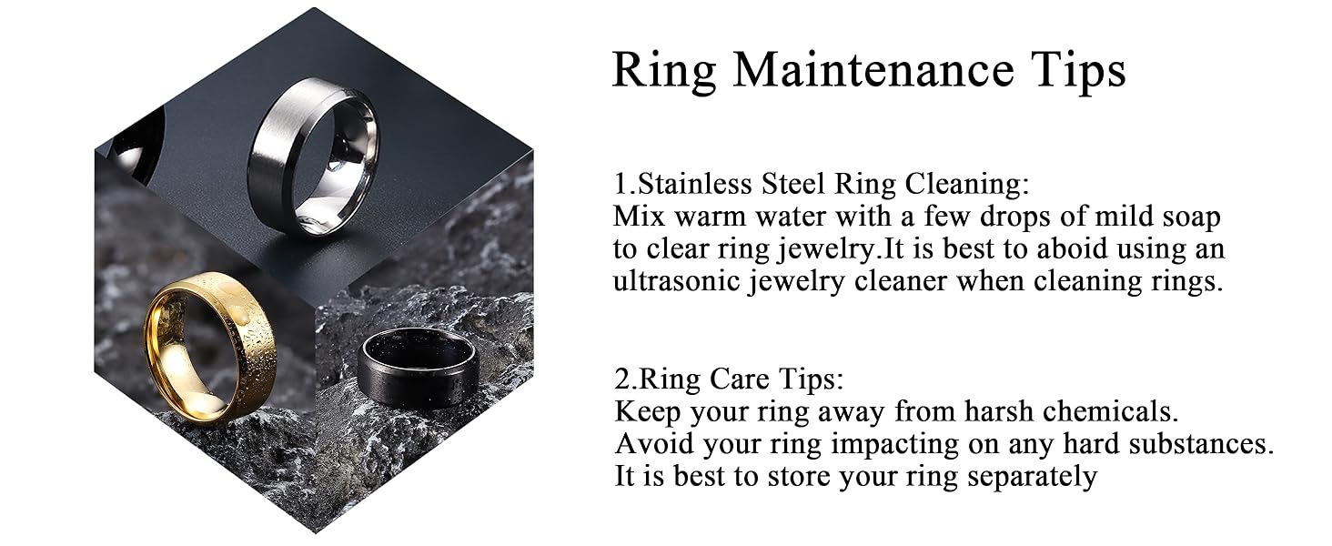 Jstyle Stainless Steel Rings for Men Wedding Ring Cool Simple Band 8MM Width 3 Pcs A Set
