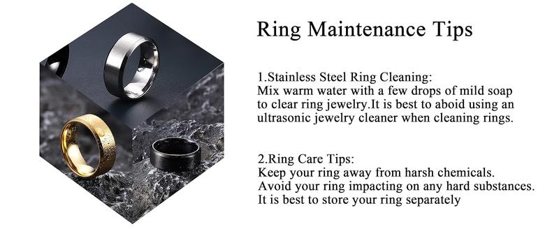Jstyle Stainless Steel Rings for Men Wedding Ring Cool Simple Band 8MM Width 3 Pcs A Set