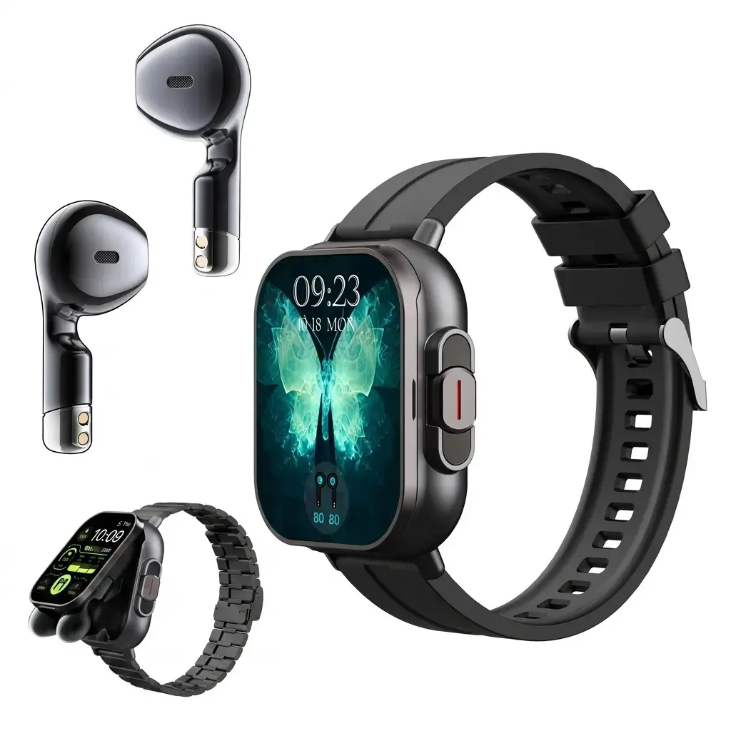 2-in-1 Smartwatch with Wireless Earbuds, 1.39-Inch HD Touchscreen, Bluetooth Calling, Music Control, Activity Tracking & Notifications for iOS/Android