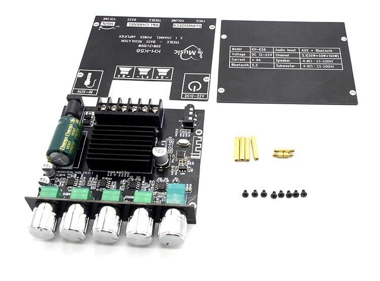 bass control2.1 Channel Bluetooth 5.0 Subwoofer 200W Amplifier Board 50WX2+100W Power Audio Stereo Amplifier Board Bass AMP AUX