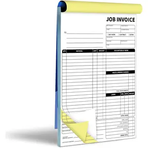Carbonless Work Order Forms,7.5 x 11 inches Invoices for Small Business,Sales Order Book with Backing Board, 2-Part Receipt with Carbon Copy, 50 Sets