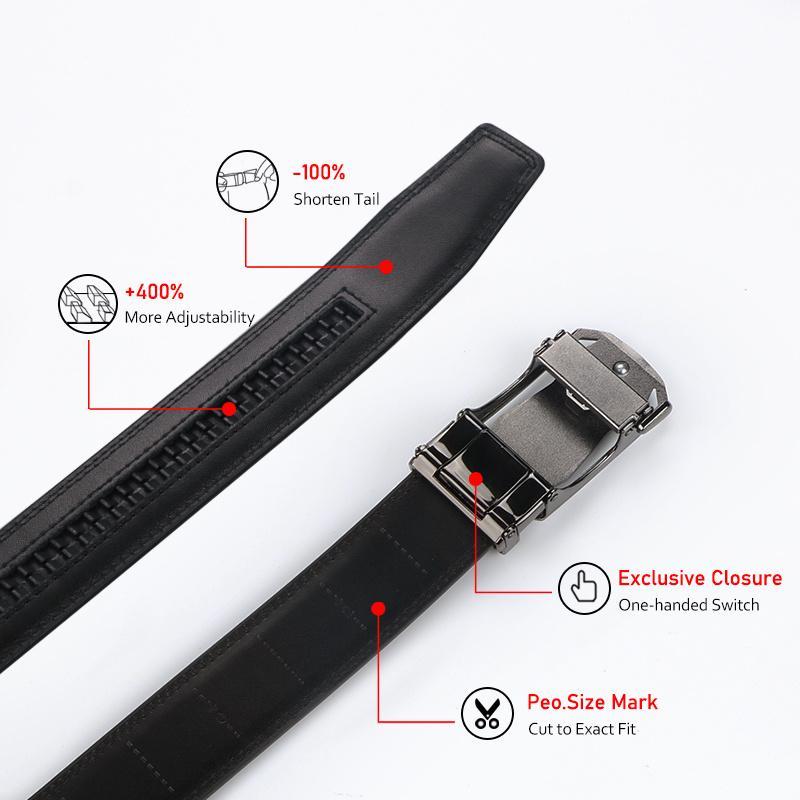 1pcs Genuine Leather Ratchet Belt for Men - Adjustable Automatic Buckle, Versatile Casual Business Style, Durable Alloy Buckle, High-Quality Leather Panel, Easy to Wear And Suitable for Any Occasionvalentine'S Day