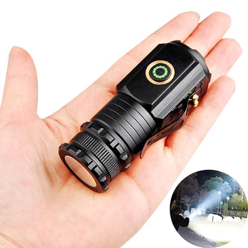 Type-c Rechargeable Outdoor Light, Portable Mini 3 LED Flashlight, Adjustable Modes Clip-on Design Flashlight, Outdoor Lightning Tool for Camping Hiking