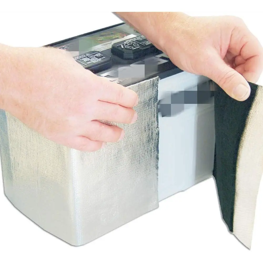 Rectangular Battery Wrap Heat Shield Barrier Cell Saver Insulation Kit, 40x8 in 1-Piece Self-Adhesive Design, Max 2000°F Heat Resistance