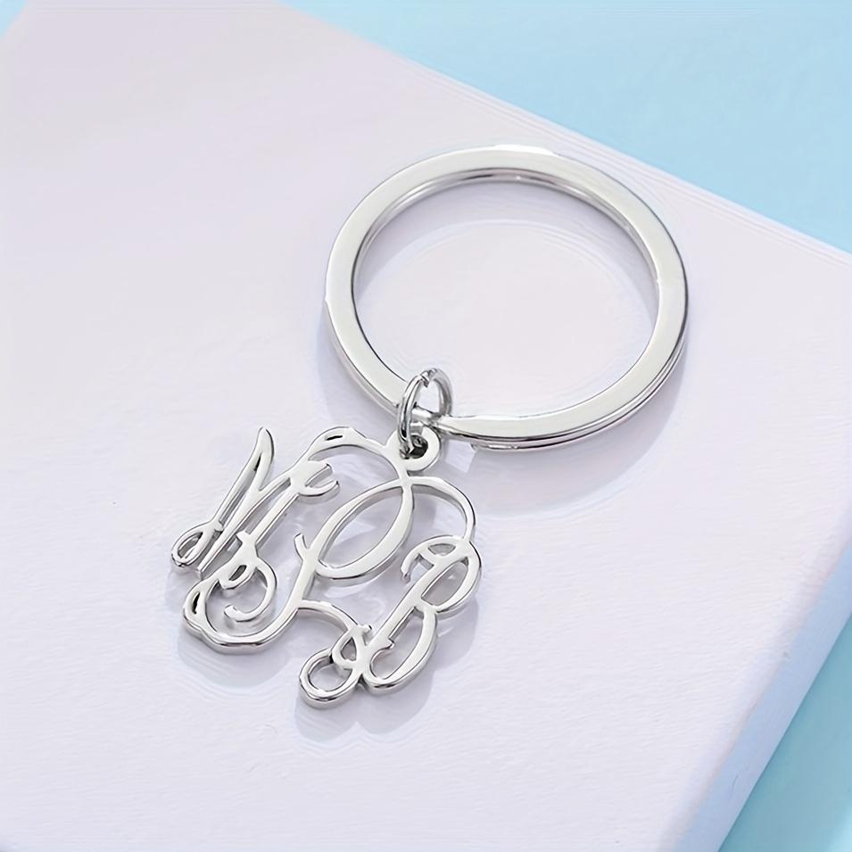 A Custom Letter Keychain Without a Chain - Elegantly Intertwined Letter Design, Unisex Heavy-Duty Key Ring - Perfect for Weddings, Anniversaries, And Birthday Gifts - Goldene Name Tag Pendant, Made of Stainless Steel, a Wedding Keepsake