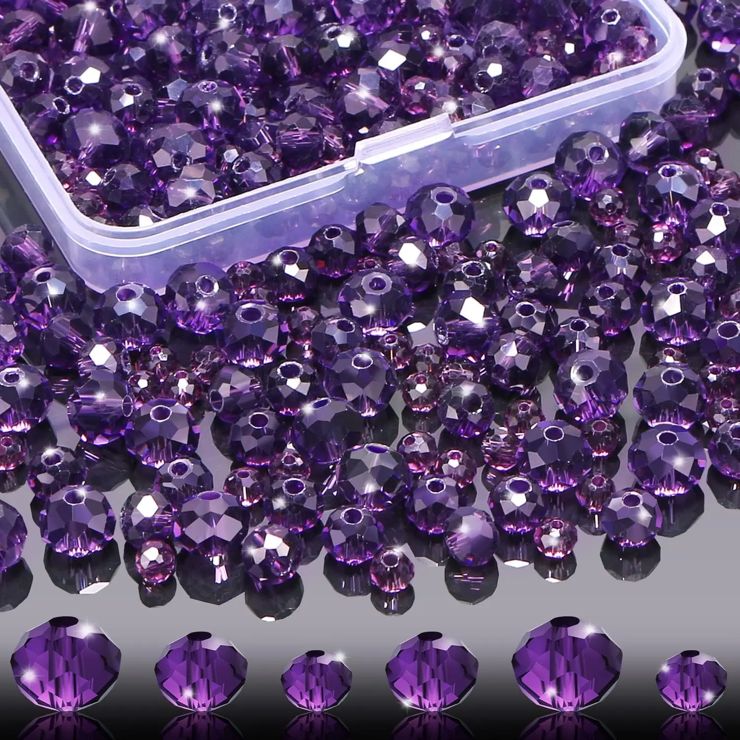 560 count Faceted Rondelle  Beads,  Spacer Beads for DIY Craft Bracelets Charms Wind Chimes, 4/6/8mm ()