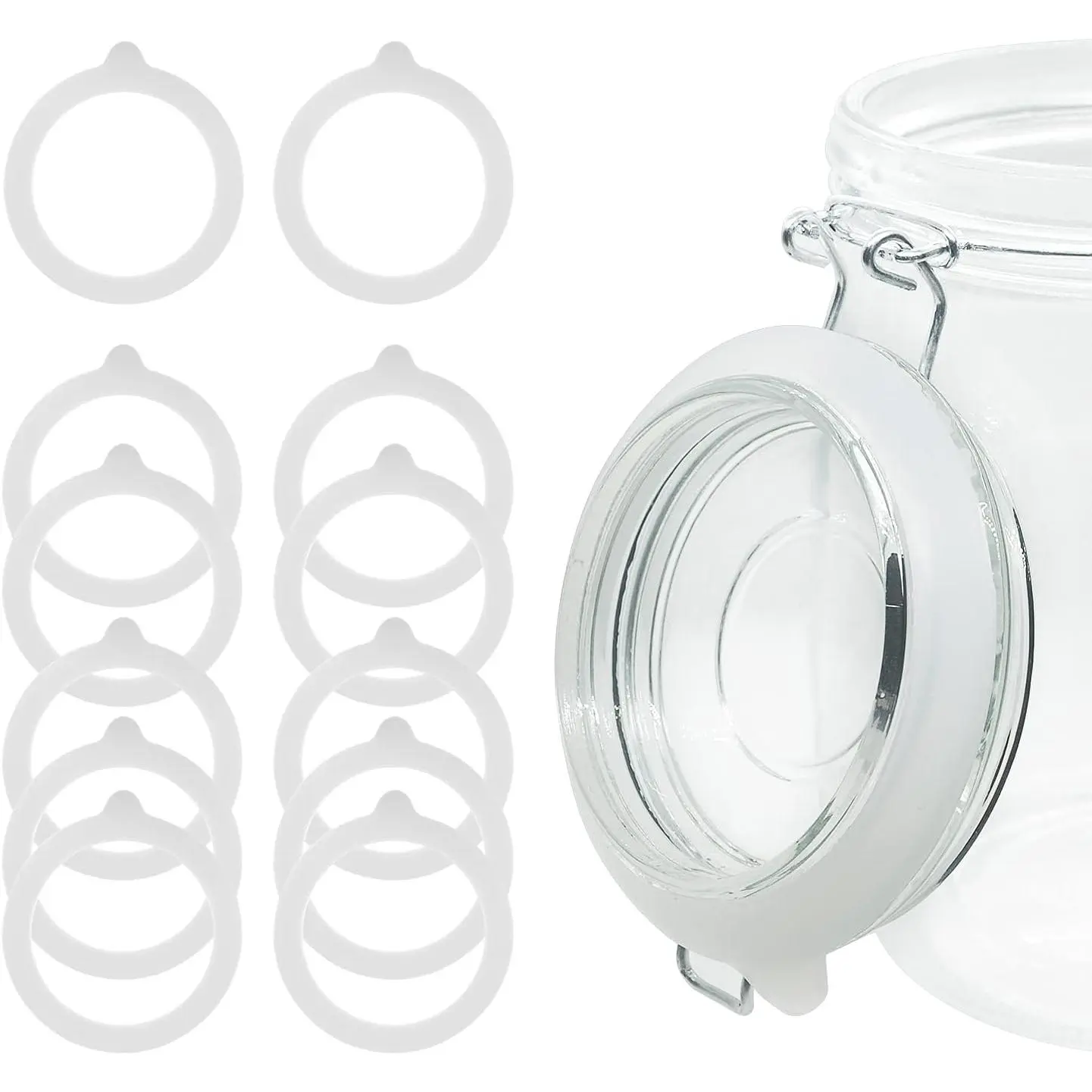12 count Rubber Seals Rings for Glass Jars, Airtight   Gasket, Leakproof  Gasket Sealing Rings for Mason Jars, Elastic and Fits  Sizes (White)