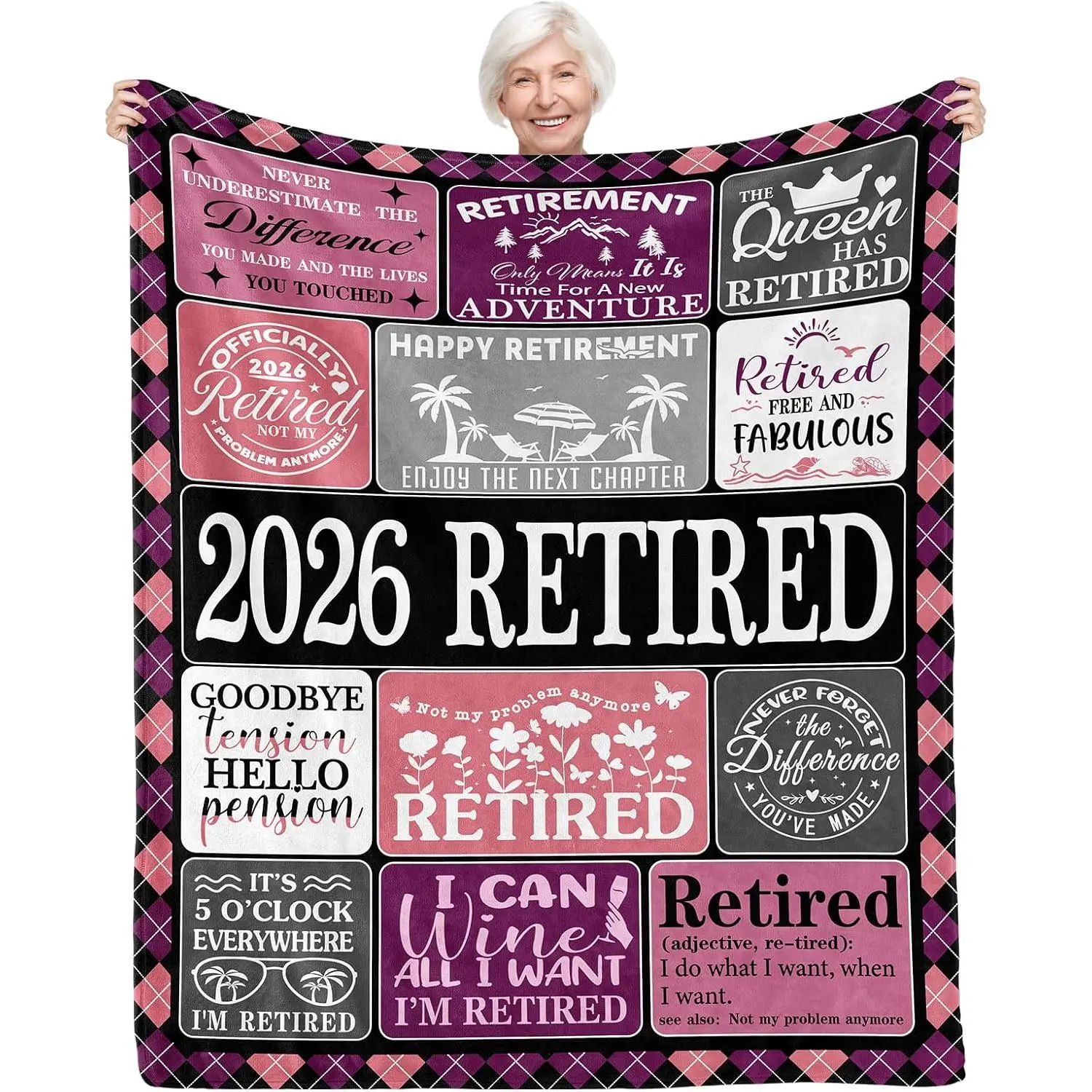 Retirement Gifts Blanket for Women 2026, Happy Retirement Gift for Woman Teacher Nurse Coworker, Funny Retired Present Throw for Retirees