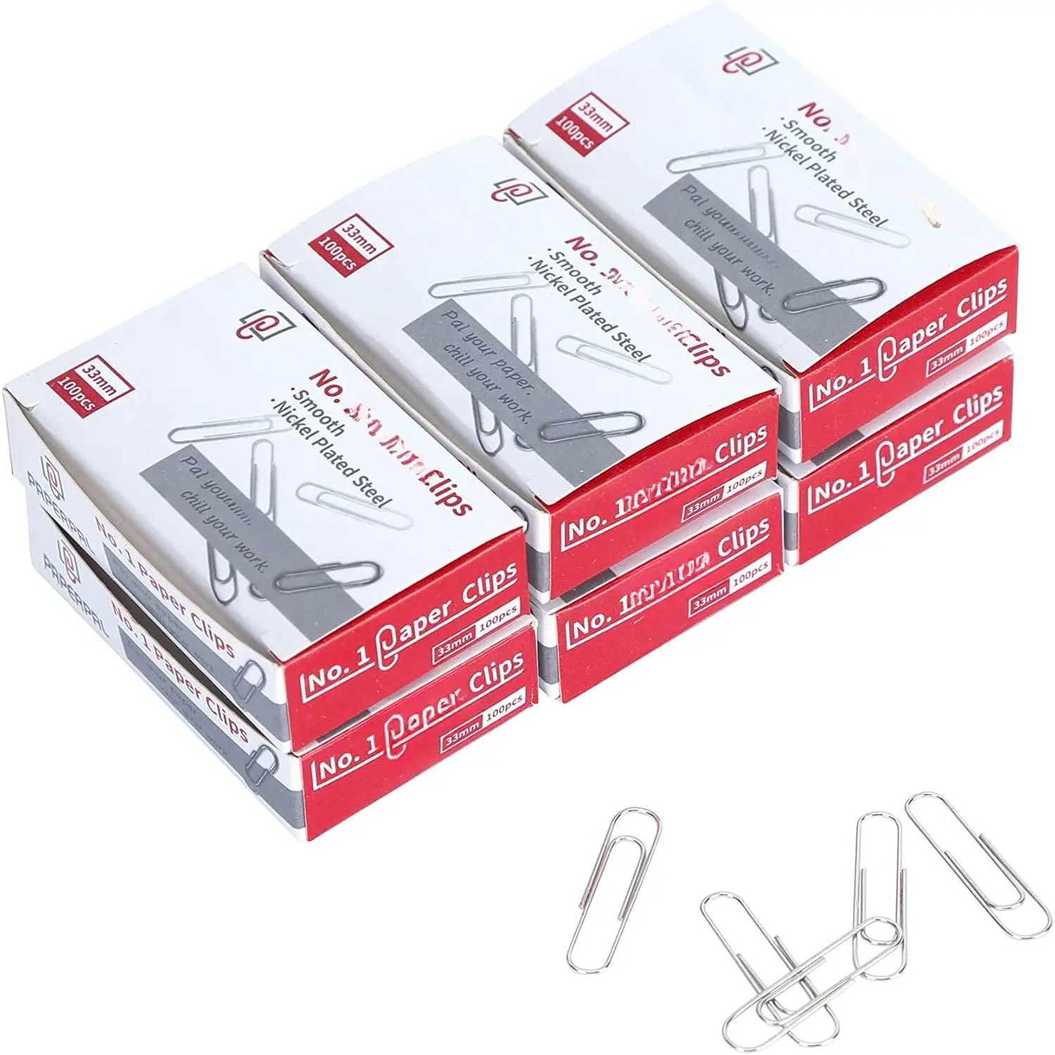 Paperclips for Office School & Personal Use, #1 Smooth Paper Clip (1-2/7"), 600 Medium Paper Clips (6 Boxes of 100 Each),  | Medium paper clips for office, school and personal use, conveniently packed in 6 boxes of 100 each.
