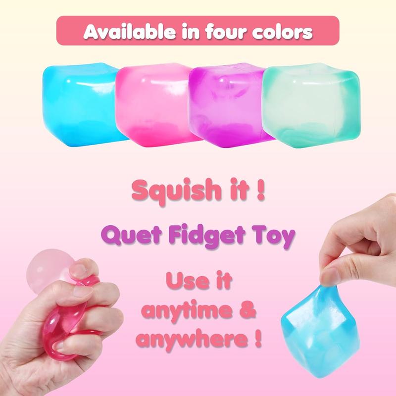 Cube Squishy  Balls  Ice Cubes Squishy Fidget Toy for Your Best Mellow and Chill Square Shape with Filling in Blue ,Sensory Fidget , Focus & Play – Colorful, Durable, Holiday and Birthday Gifts, Perfect Party Toy Gift, Easter Basket Gift