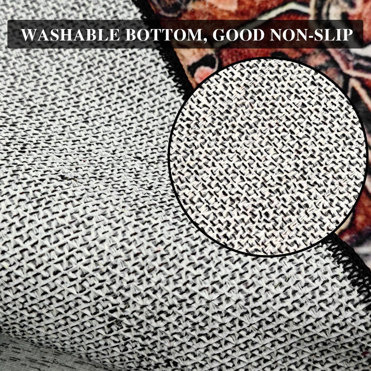 Vintage Boho Style Rug, 1 Count Non-slip Washable Soft Floor Mat Bedroom Carpet, Christmas 2024 Ornament, Room Decor, Boho Floral Rug, Decorative Turkish Rug for Home Living Room Bedroom Study Room, Home Decor, Christmas Gift Ideas