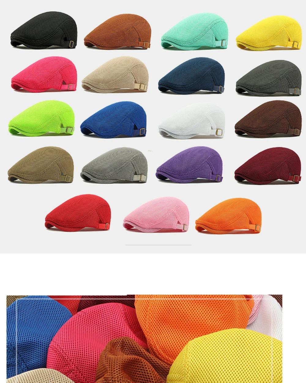 HT4775 Beret Cap Spring Summer Mesh Cap Breathable Sun Hat Women Artist Painter Beret Hat Male Female Ivy Flat Cap Mens Berets