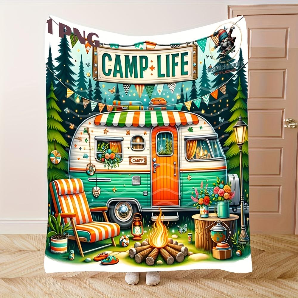 1pc Of Comfortable Luxury Camping-Style Design Flannel Blanket All-Season Comfort Suitable As A Warm Cozy Blanket For Home Sofas, Bedding, Office Napping, Travel, And Camping, Perfect As A Gift For Friends And Family 1pc Of Comfortable Luxury Camping-Style Design Flannel Blanket All-Season Comfort Suitable As A Warm Cozy Blanket For Home Sofas, Bedding, Office Napping, Travel, And Camping, Perfect As A Gift For Friends And Family