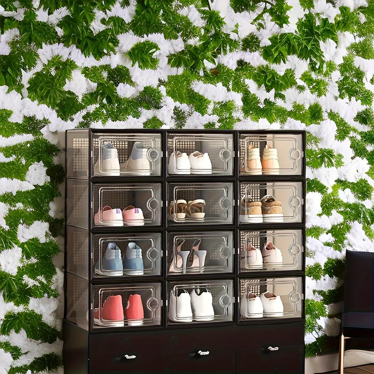 Transparent Plastic Shoe Box with Lid, Foldable Stackable, Space-Saving Storage for Sneakers, High Quality Multi-Functional Design, Clear Shoe Storage