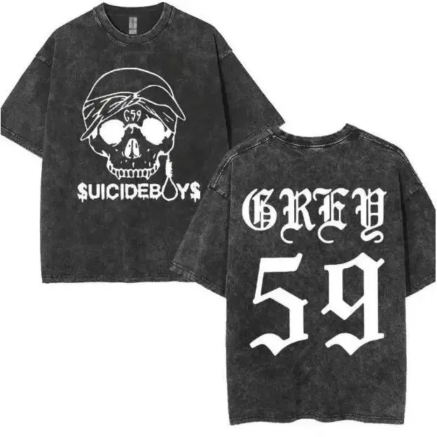 Shortsleeve Round Neck Tops for Women's Clothes & Mens Clothing, Oversized Vintage Skull Graphic Tee, Loose Fit Casual Gothic Streetwear, Goth Clothes