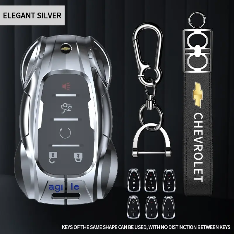 Suitable for Chevrolet Equinox, Malibu, Cruze, Blazer, Trax, Camaro, Traverse 2/3/4/5 button metal car key protective case cover, key sleeve, keychain, remote control protective cover, keychain accessory, cool sports car design