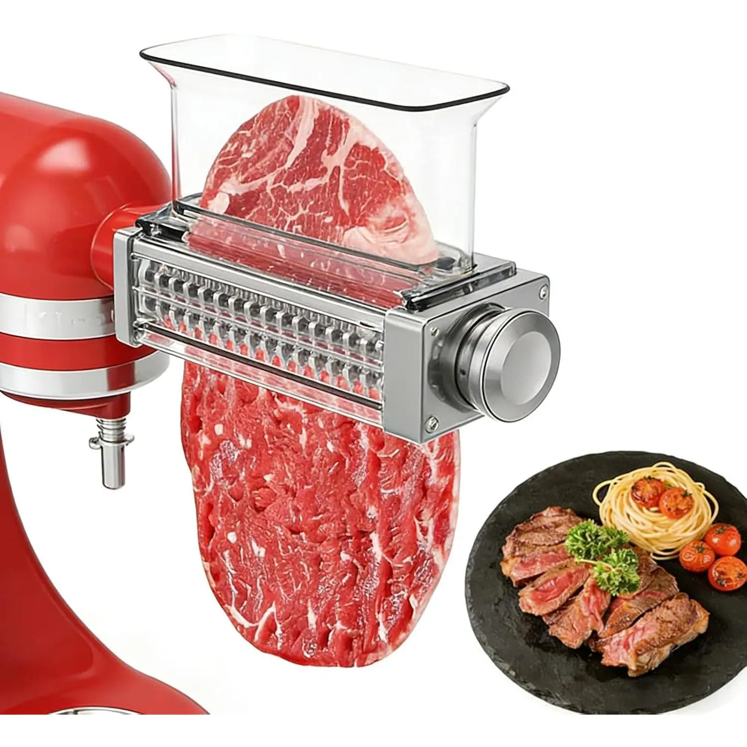 Adjustable Meat Tenderizer Attachment for KitchenAid Stand Mixer, 3 Setting Stainless steel efficient tenderizer machine for steak, pork, lamb, venison or jerky, Safety tall chute tenderizing tools