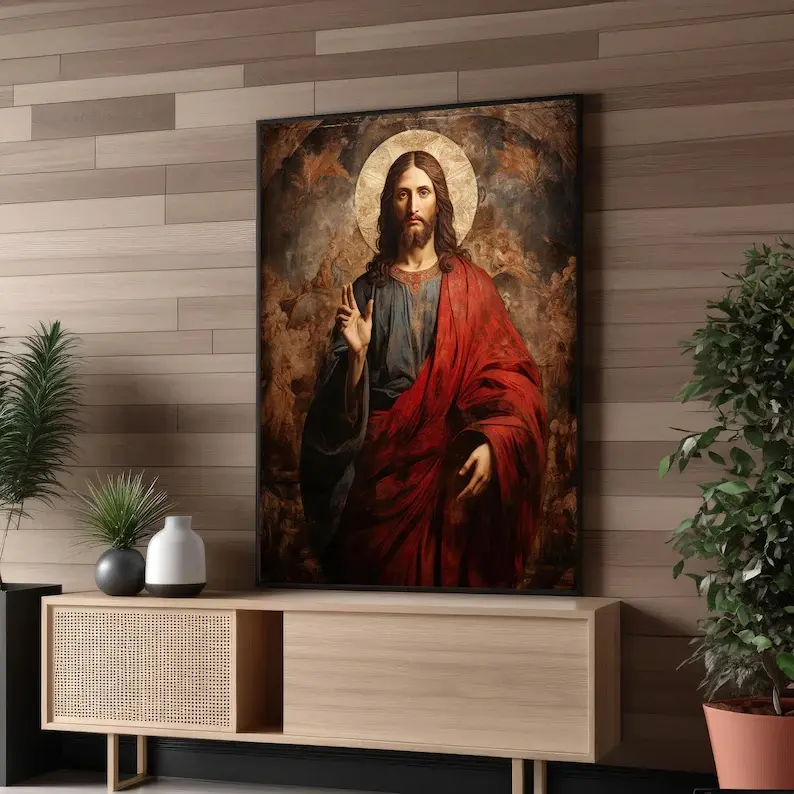 Jesus Christ Canvas Painting – Elegant Religious Wall Art for Home and Office – High-Quality, Ready to Hang Decor