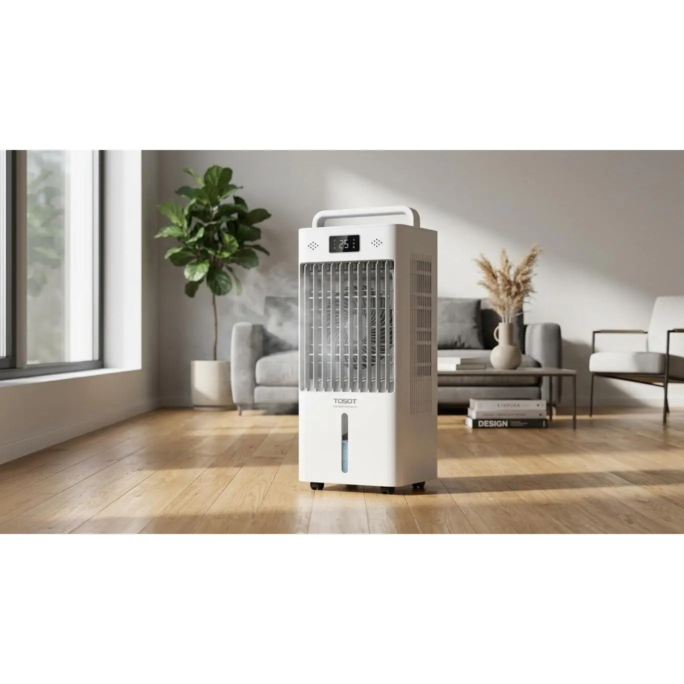 Portable Evaporative Air Cooler Fan, Touch Screen & Remote Control Operation, 3 Adjustable Wind Speeds & 3 Working Modes with LED Display, Free Ice Packs & Rolling Casters, Compact Personal Cooling Fan for Bedroom Office Home Indoor Use